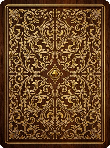 The deck's gold filigree card back