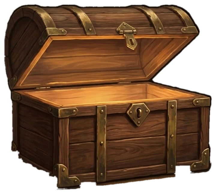 The Alcove chest, open, painted in walnut and brass